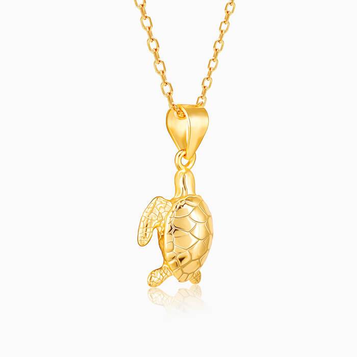 Golden Tortoise Of Fortune Pendant With Link Chain : PD0702