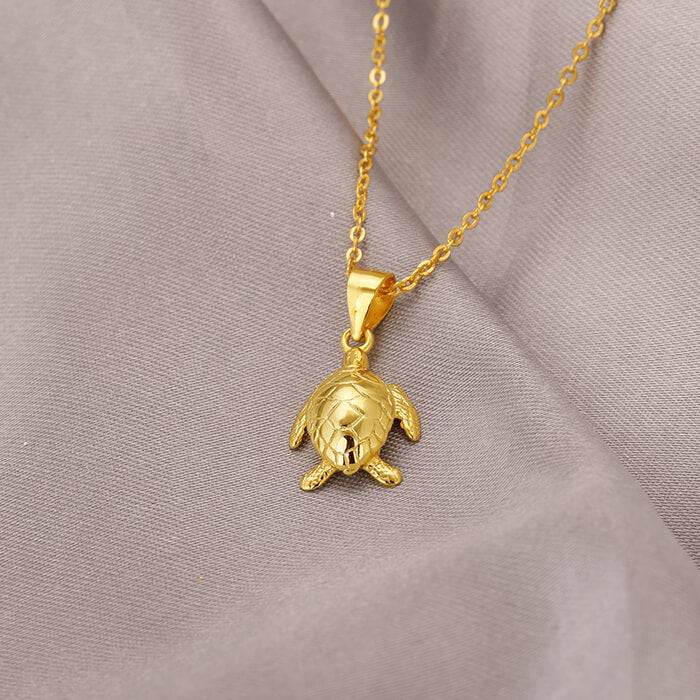 Golden Tortoise Of Fortune Pendant With Link Chain : PD0702