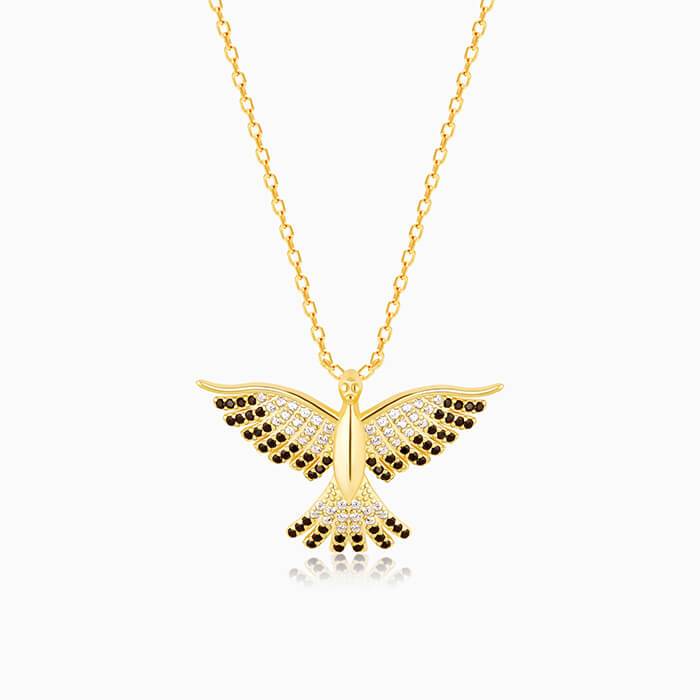 Golden Phoenix Black Stone Pendant With Link Chain : PD0706