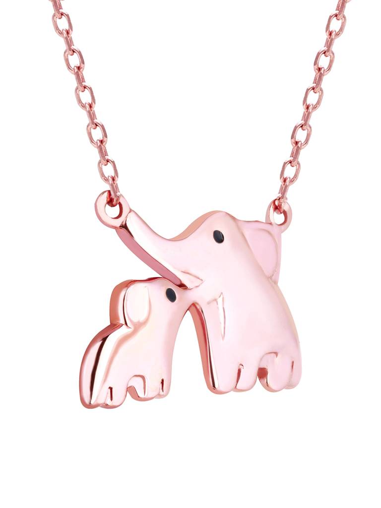 GIVA 925 Sterling Silver Rose Gold Elephant Love Necklace