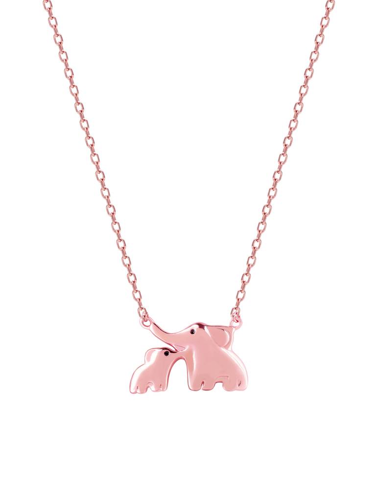 GIVA 925 Sterling Silver Rose Gold Elephant Love Necklace
