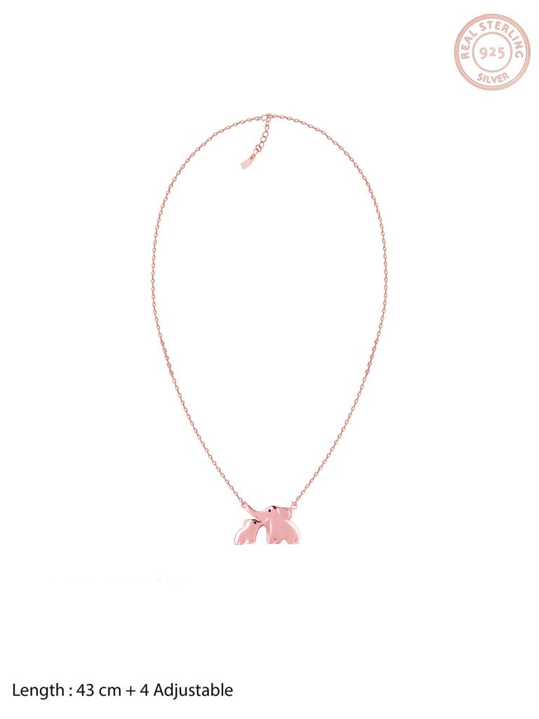 GIVA 925 Sterling Silver Rose Gold Elephant Love Necklace