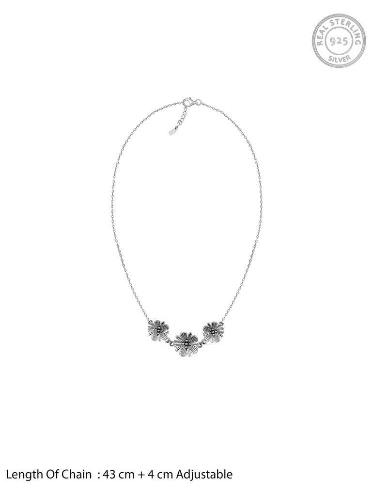 Giva 925 Sterling Silver Oxidised Silver Cheerful Daffodil Necklace