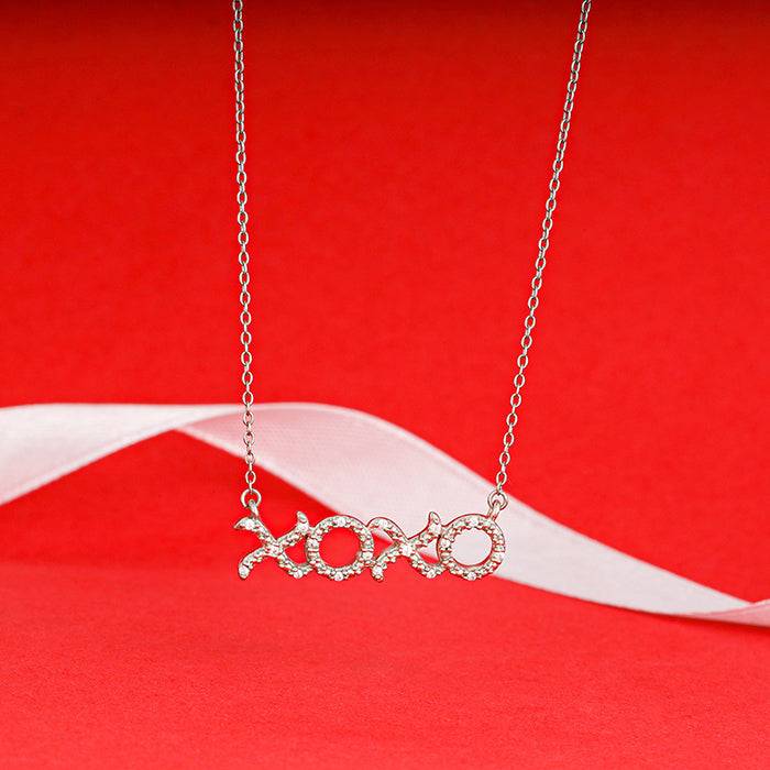 Silver Zircon Xoxo Necklace : PD0724