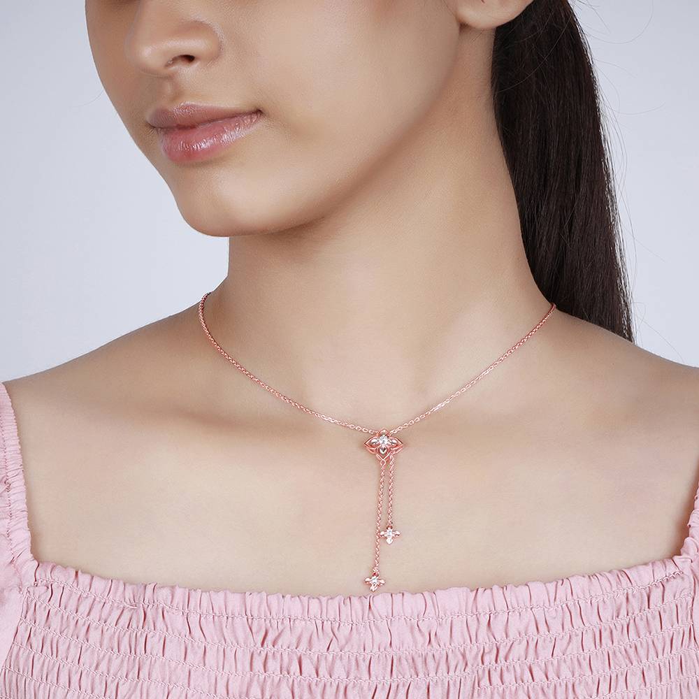 Silver Rose Gold Artsy Floral Pendant : PD0735