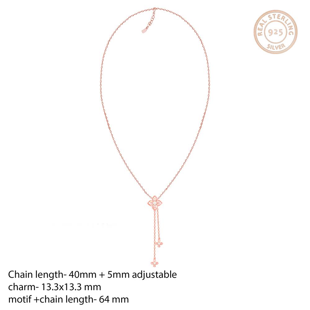 Silver Rose Gold Artsy Floral Pendant : PD0735