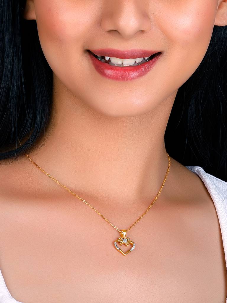 GIVA 925 Sterling Silver Golden Gift of Heart Pendant with Link Chain