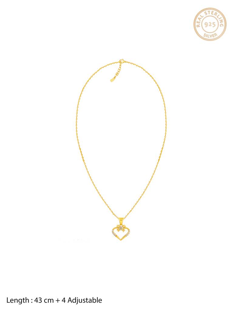 GIVA 925 Sterling Silver Golden Gift of Heart Pendant with Link Chain