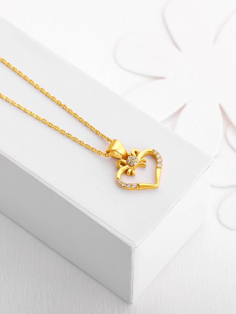 GIVA 925 Sterling Silver Golden Gift of Heart Pendant with Link Chain