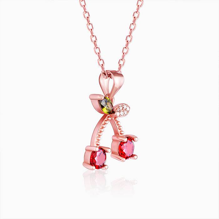 Rose Gold Colourful Floral Pendant With Link Chain : PD0751