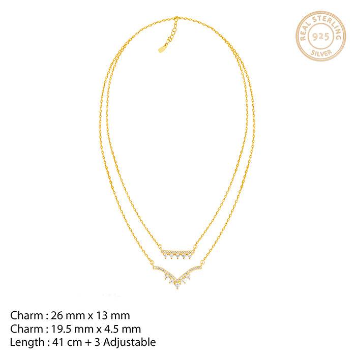 925 Silver Golden Glow Layered Necklace : PD0796