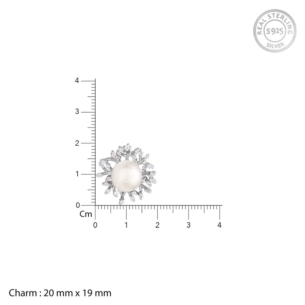 Silver Dahlia Pearl Pendant With Link Chain : PD0799