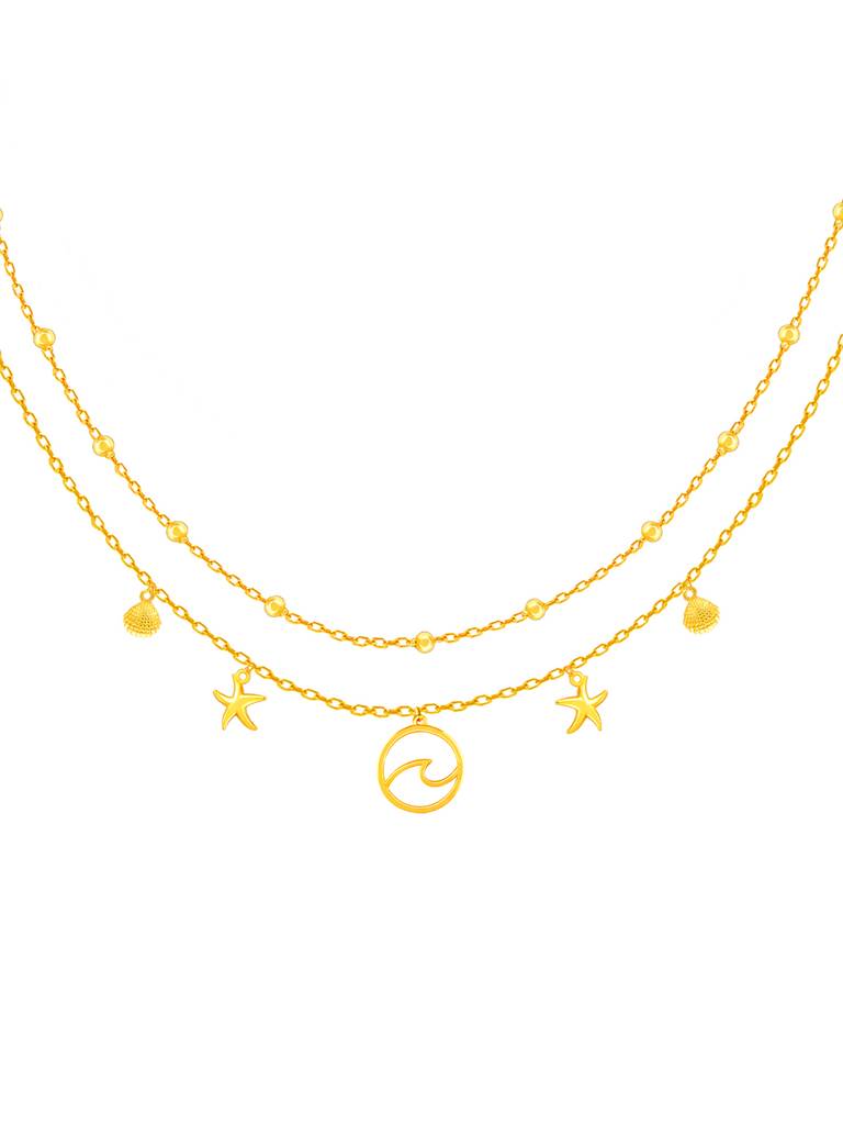 GIVA 925 Sterling Silver Golden Layered Charm Necklaces