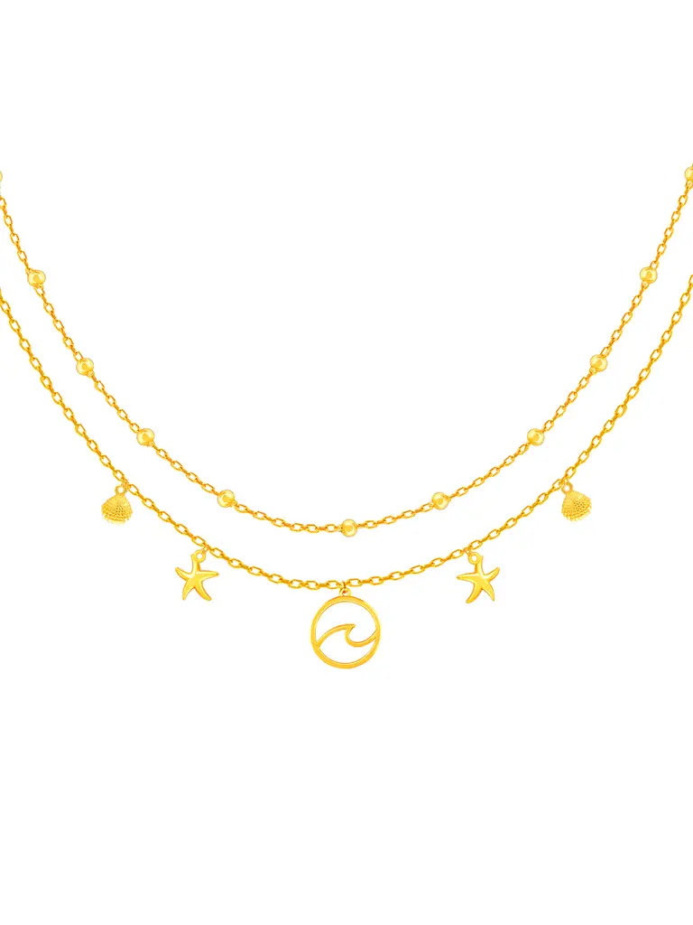 GIVA 925 Sterling Silver Golden Layered Charm Necklaces