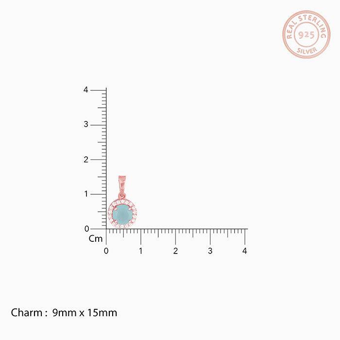 Giva 925 Silver Rose Gold Blue Halo Pendant With Link Chain : PD0820