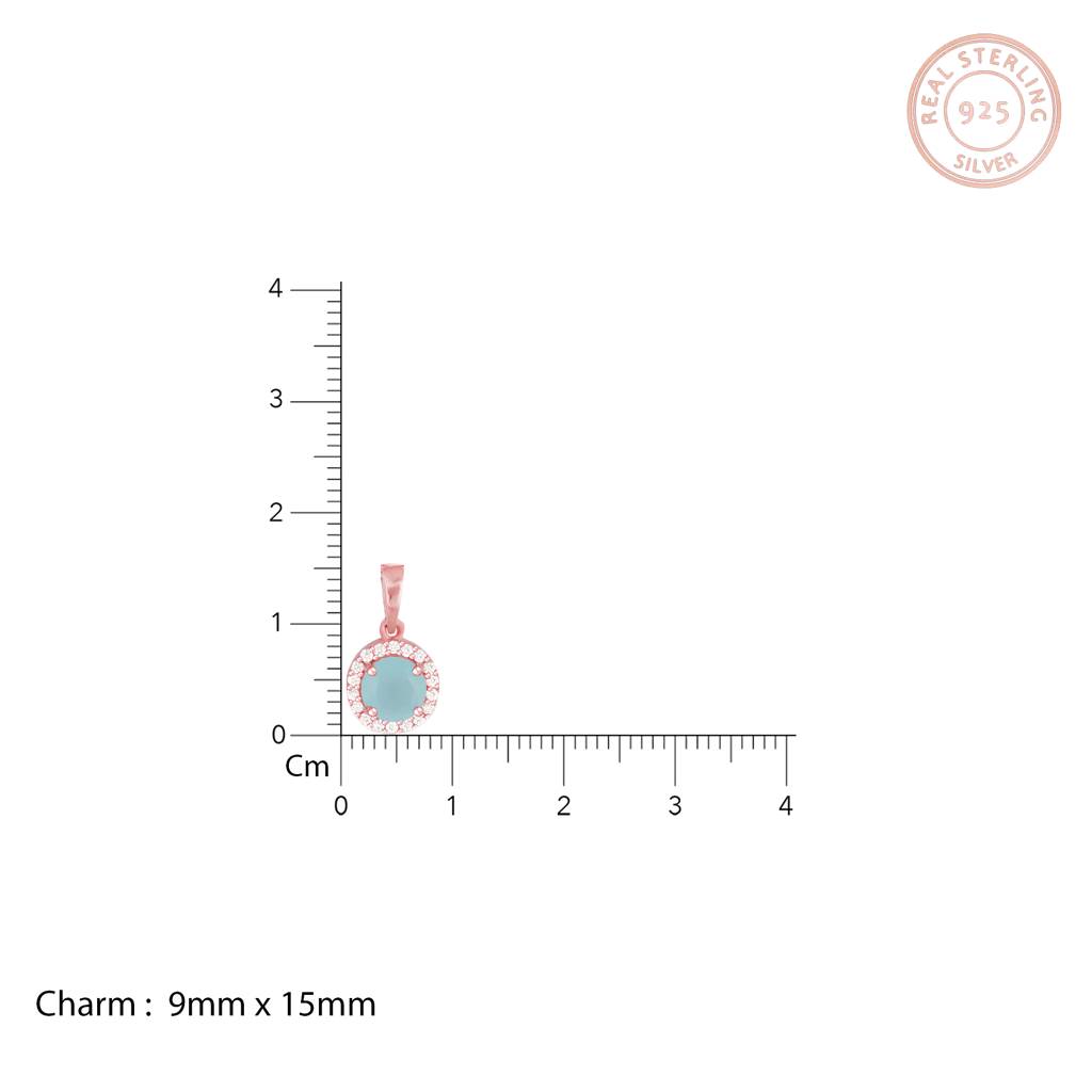 Giva 925 Silver Rose Gold Blue Halo Pendant With Link Chain : PD0820