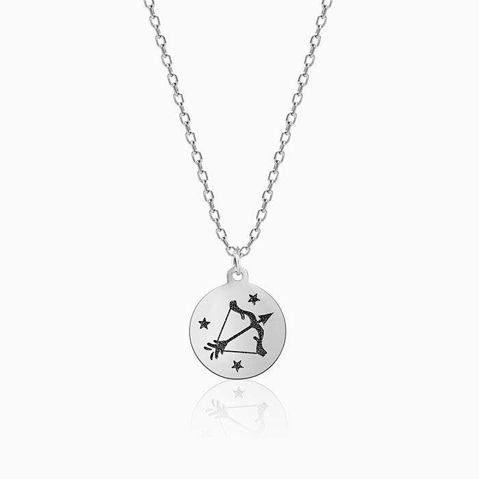Silver Sagittarius Zodiac Pendant With Link Chain : PD0847