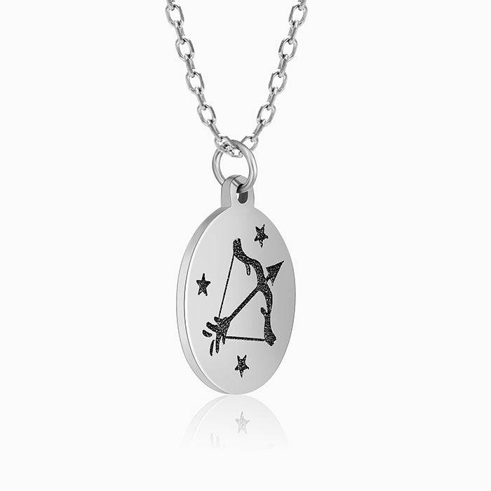 Silver Sagittarius Zodiac Pendant With Link Chain : PD0847