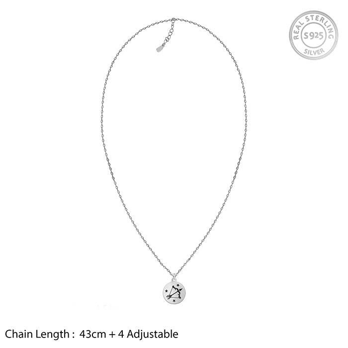 Silver Sagittarius Zodiac Pendant With Link Chain : PD0847