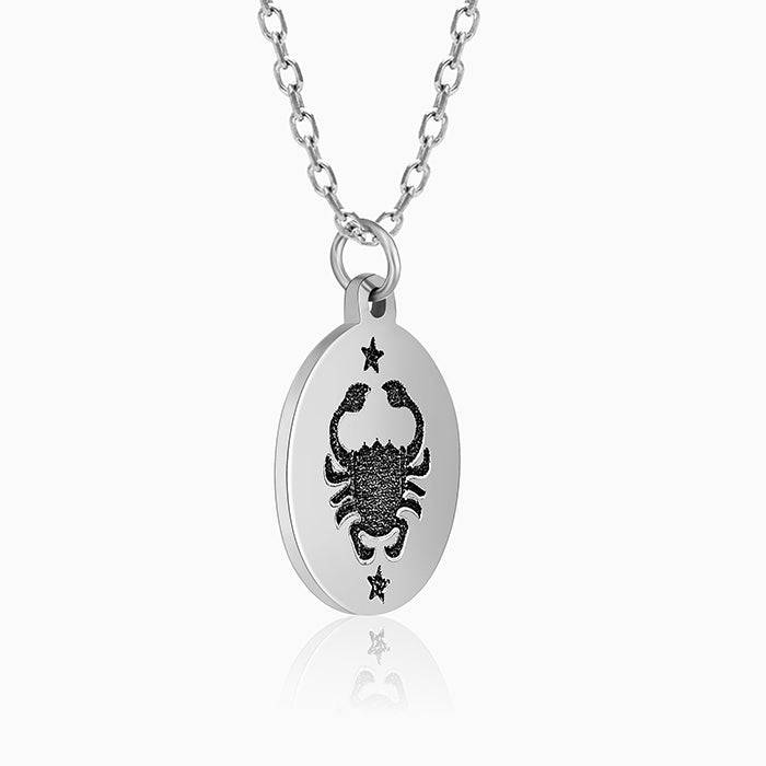 Silver Cancer Zodiac Pendant With Link Chain : PD0848