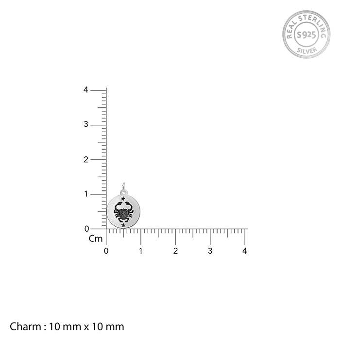 Silver Cancer Zodiac Pendant With Link Chain : PD0848