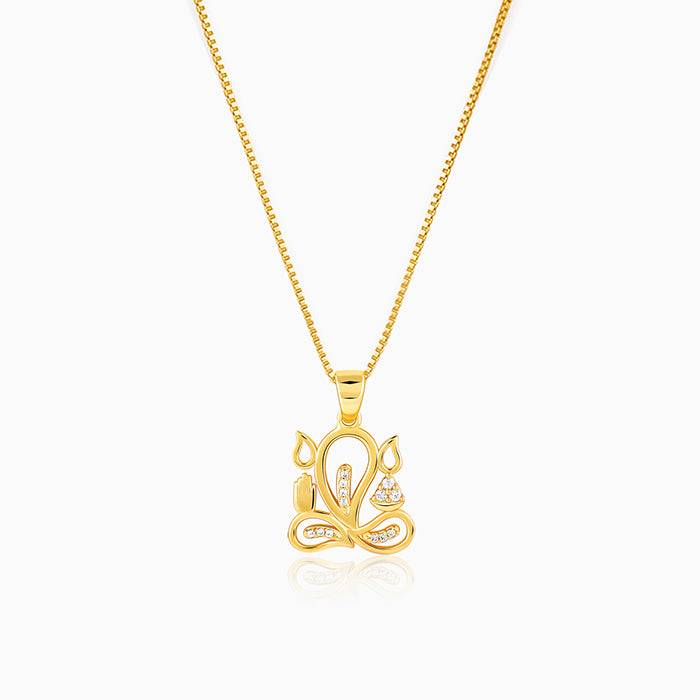 Golden Gleaming Ganesha Pendant With Link Chain For Him : PD0853