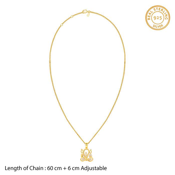 Golden Gleaming Ganesha Pendant With Link Chain For Him : PD0853