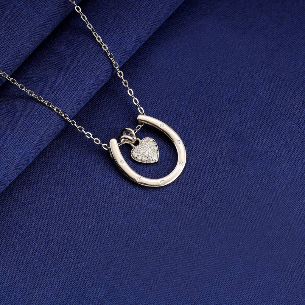 Silver Heart Of Crystal Necklace : PD0857