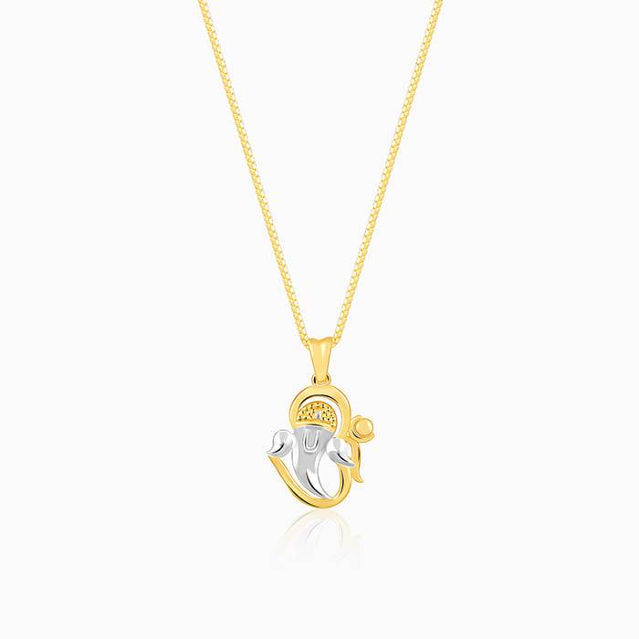 Golden Om Ganesha Pendant With Link Chain : PD0859