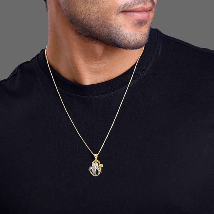 Golden Om Ganesha Pendant With Link Chain : PD0859