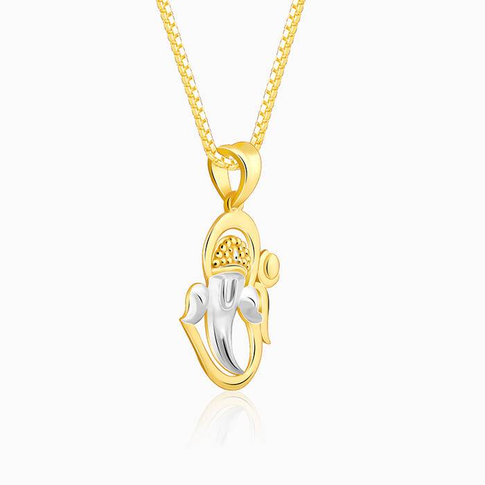 Golden Om Ganesha Pendant With Link Chain : PD0859