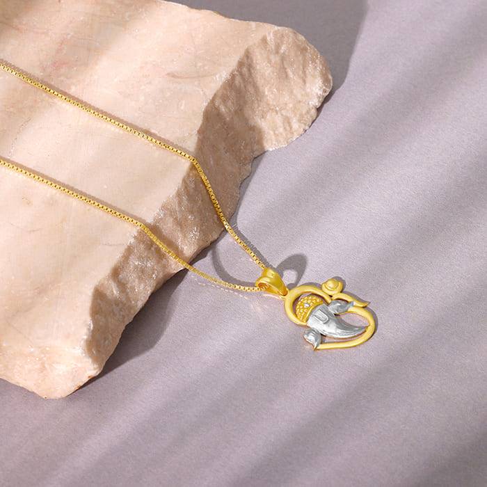 Golden Om Ganesha Pendant With Link Chain : PD0859