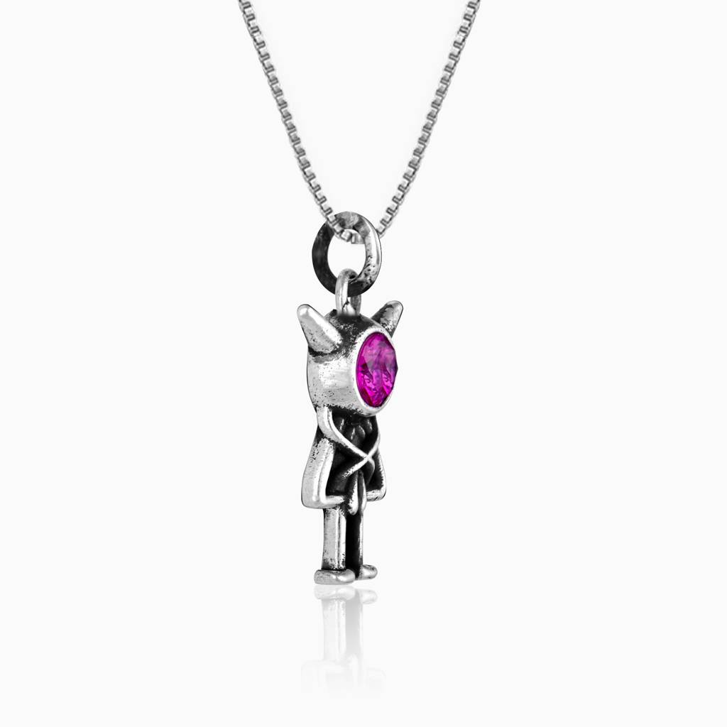 Oxidised Silver Figurine Pedant With Box Chain For Him : PD0861