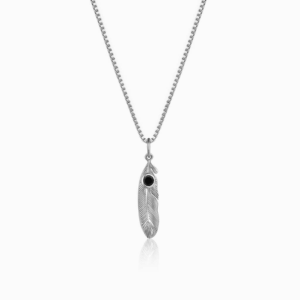 Oxidised Silver Leaf Pendant With Link Chain For Him : PD0863