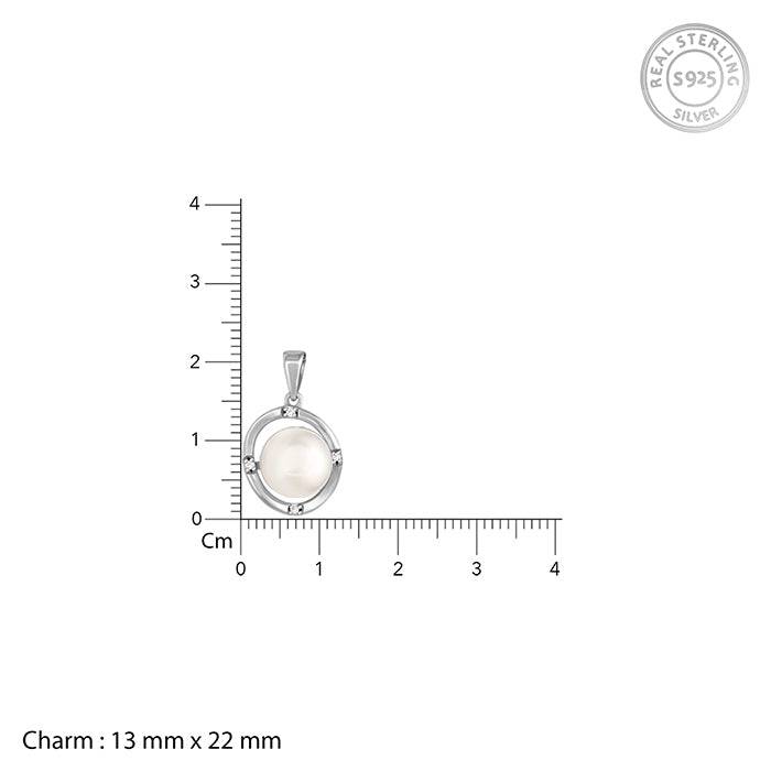 Silver Pearlcore Pendant With Link Chain : PD0875