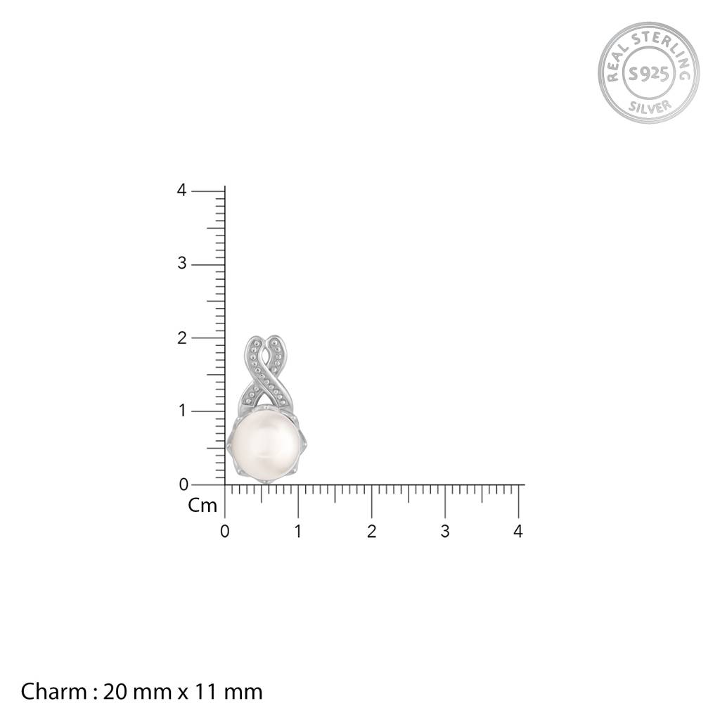 Silver Pearl Twirl Pendant With Link Chain : PD0876