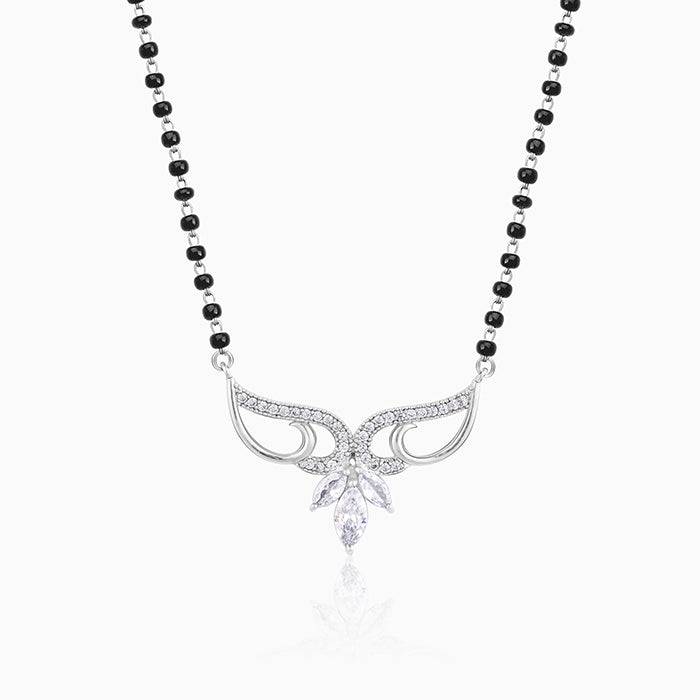 Silver Floral Winged Mangalsutra : PD0889