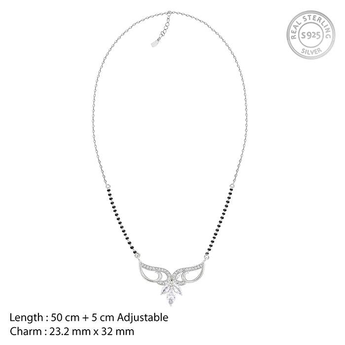 Silver Floral Winged Mangalsutra : PD0889