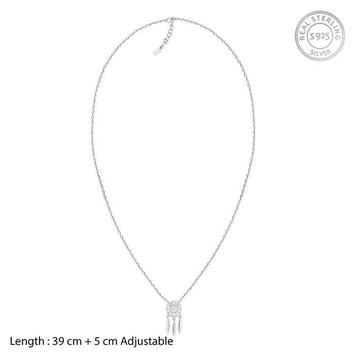 Silver Dreamcatcher Necklace Set : PD0891ER0823