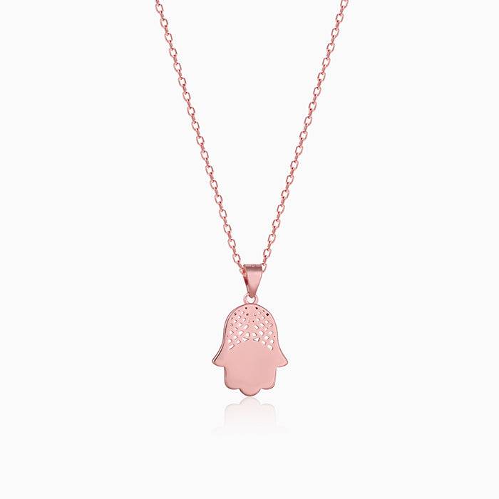 Rose Gold Hamsa Pendant With Link Chain : PD0892