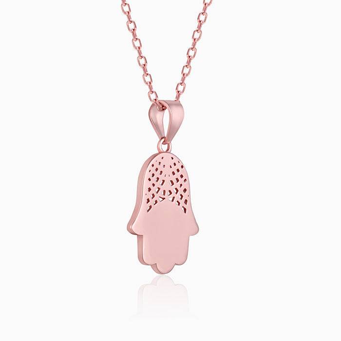 Rose Gold Hamsa Pendant With Link Chain : PD0892
