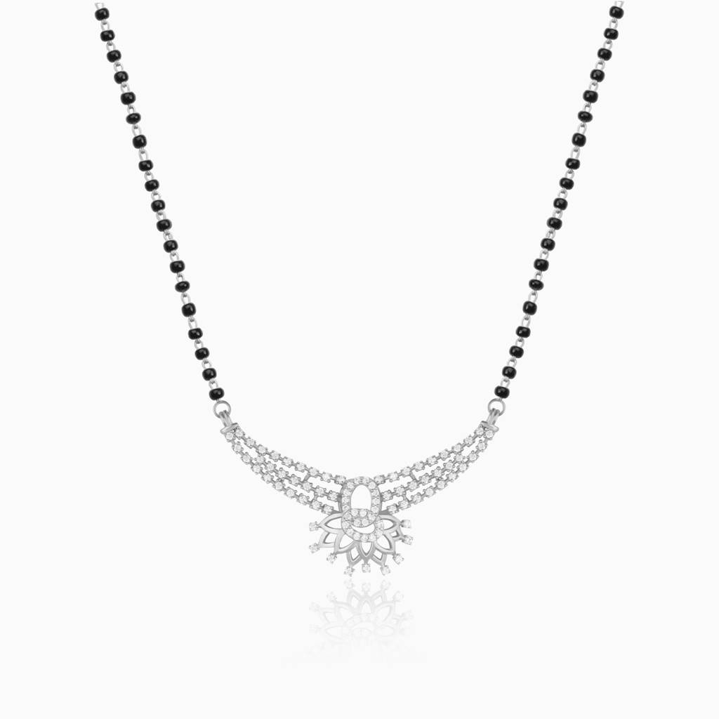 Silver Boat Lily Mangalsutra : PD0922