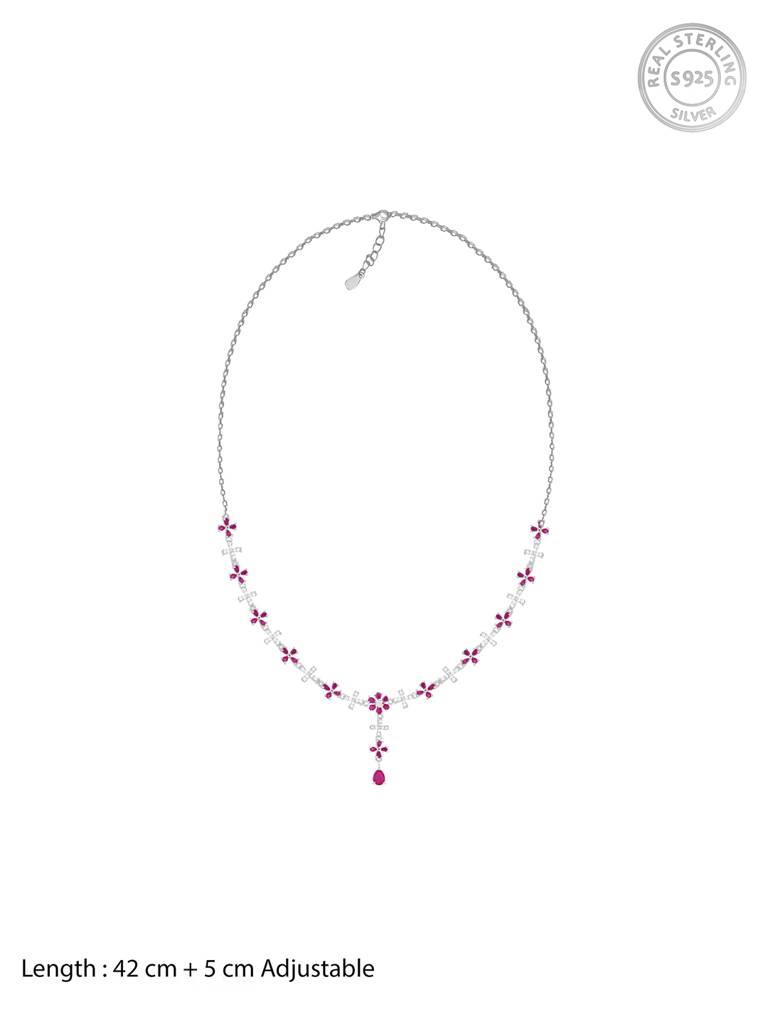 Giva 925 Sterling Silver Pink Periwinkle Necklace