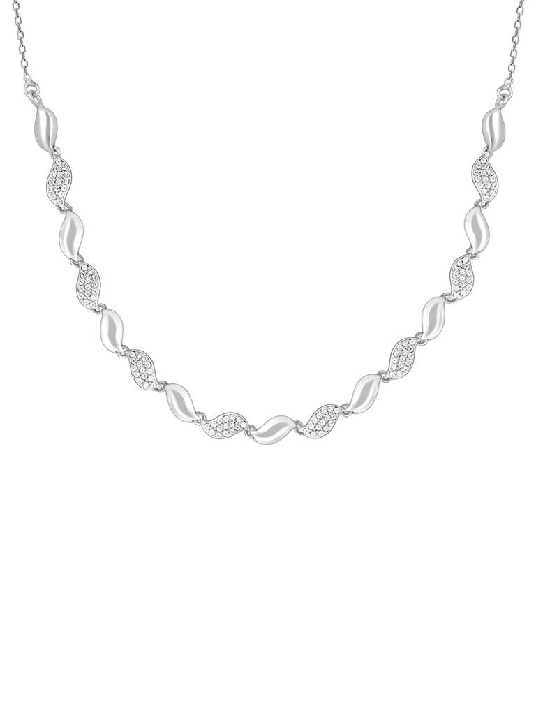 GIVA 925 Sterling Silver Zircon Studded Wavelet Necklace