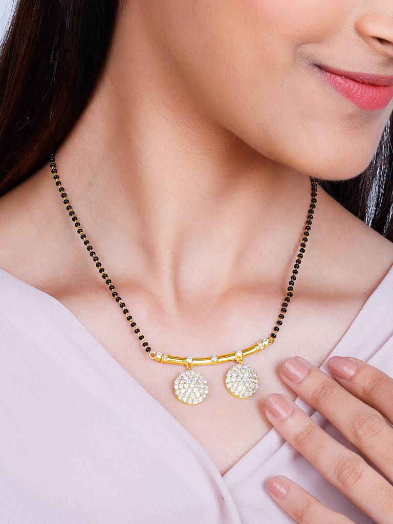 GIVA 925 Sterling Silver Golden Double Kali Mangalsutra