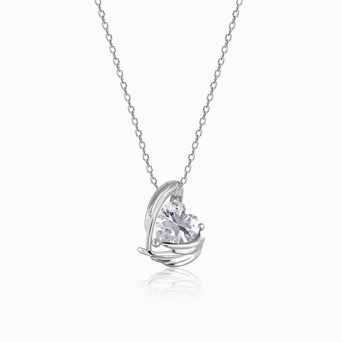 Silver Angel Wings Of Protection Necklace : PD0942