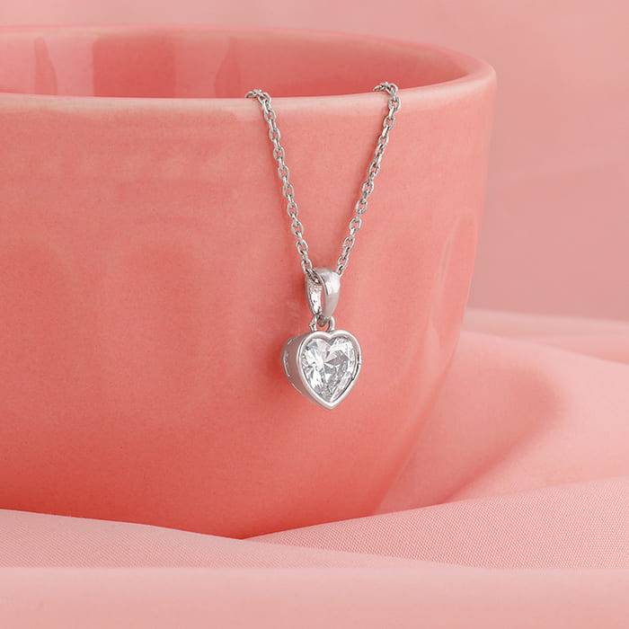 Silver Coeur Pendant With Box Chain Silver Coeur Pendant With