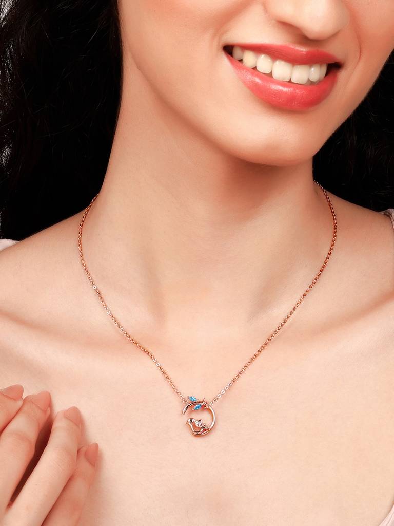 GIVA 925 Sterling Silver Rose Gold Little Bird Necklace