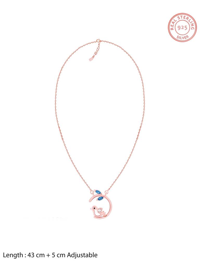 GIVA 925 Sterling Silver Rose Gold Little Bird Necklace