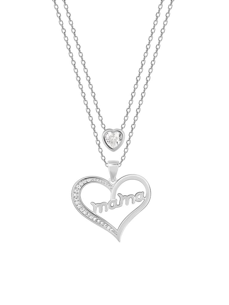 GIVA 925 Sterling Silver Anushka Sharma Silver Mama In My Heart Layered Necklace